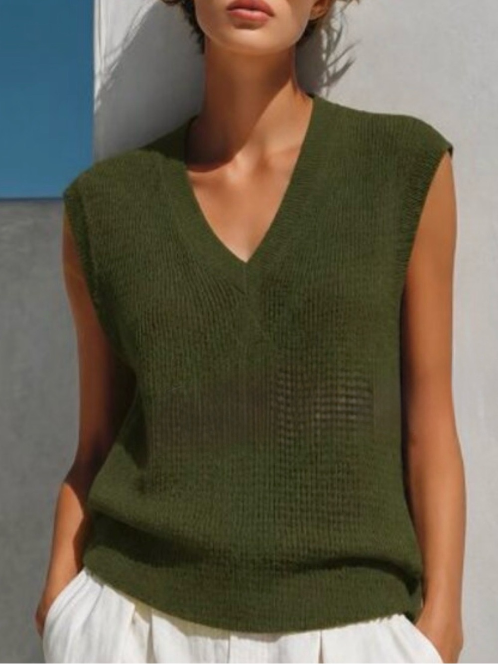 Ann Taylor Dark Green V-Neck Pullover Sweater